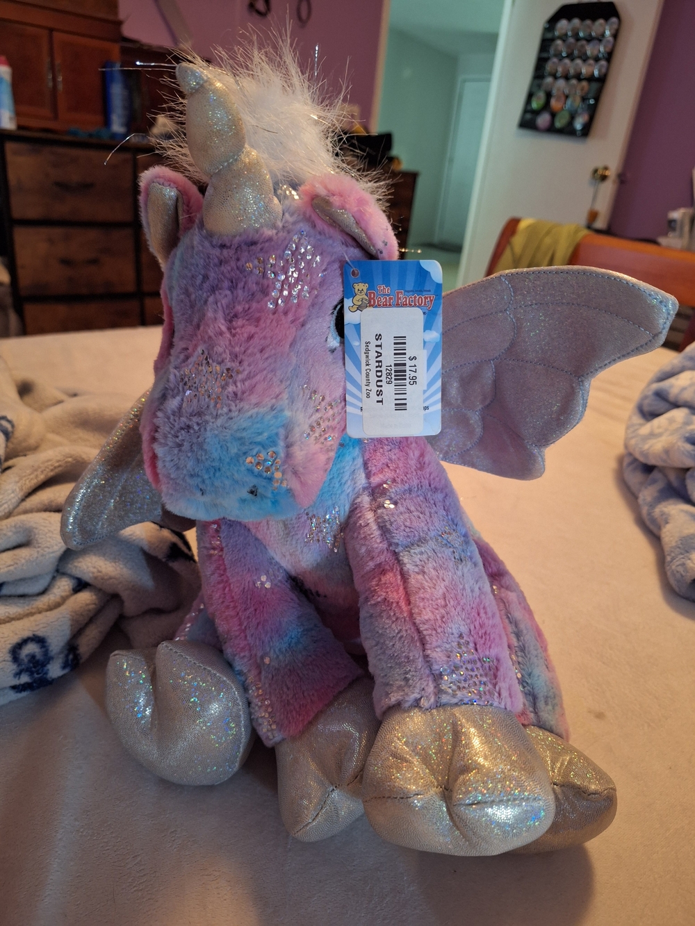 Sparkle Plush Unicorn Pegasus - Pastel Pink Purple Blue